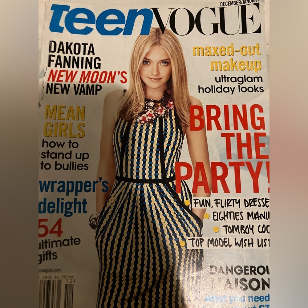Dakota Fanning on the cover of Teen Vogue magazine 2010s
